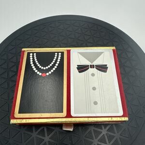 Vtg Congress Double Deck Boxed Playing Cards Formal Bow Tie Black Dress Pearls